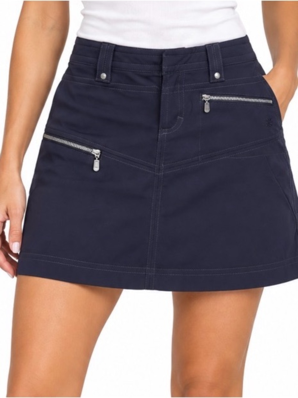 Athleta Utility multi-zipper Black Performance Zip-Pocket Skirt performance SZ 4